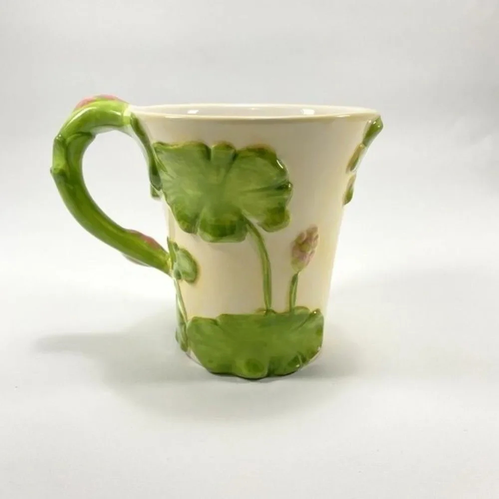 Pier 1 Imports Meditating Frog Mug Embossed Cup Yoga Frog Hand Painted
